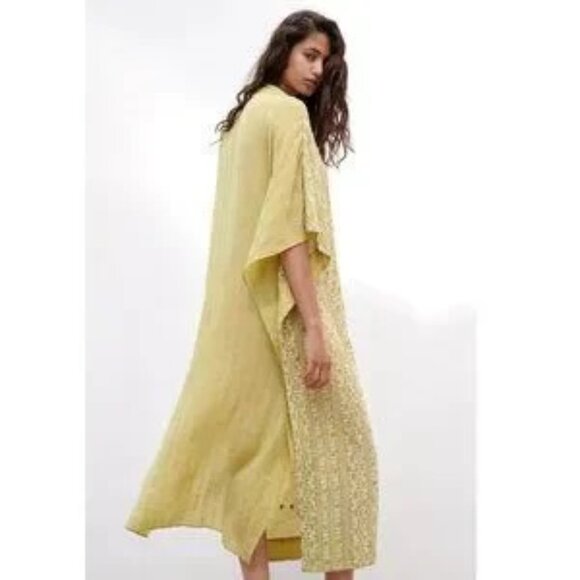 Zara Women's Embroidered 100% Cotton Tunic Maxi Dress Shisha Green Size S - Picture 4 of 14